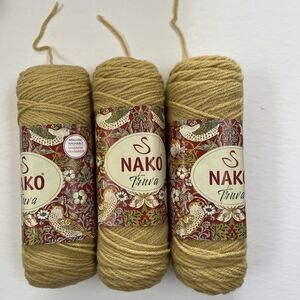 NAKO Truva Yarn Tan Acrylic Worsted Weight 4 Ply 3.5 oz Knit Crochet Lot of 3